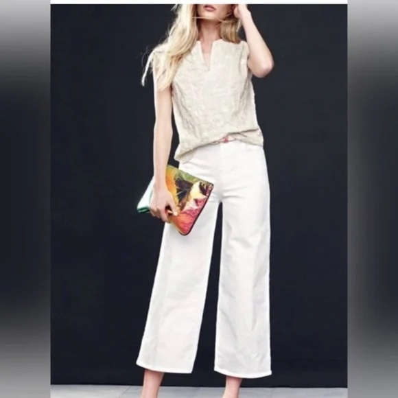 J Crew Rayner Cropped Wide Leg White Sz 30 - Picture 2 of 14